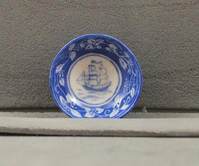 Blue and White Bowl with ship