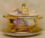 Tureen - Roses & Etched Gold